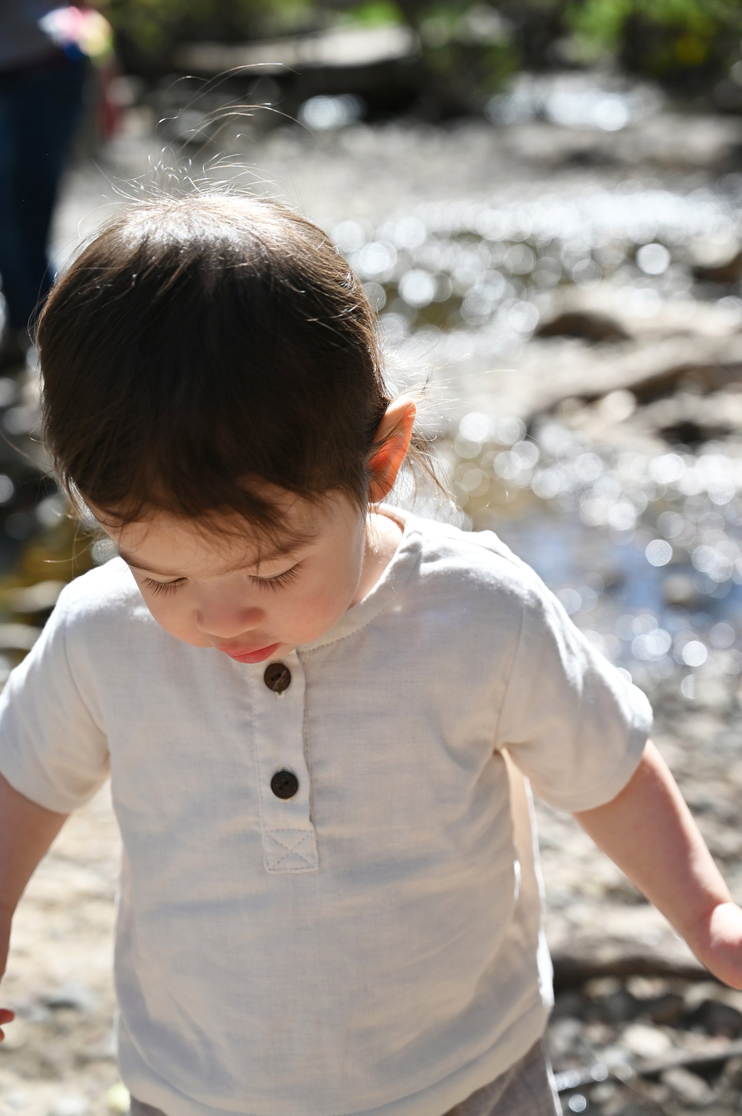 Short Sleeve Henley in Cream