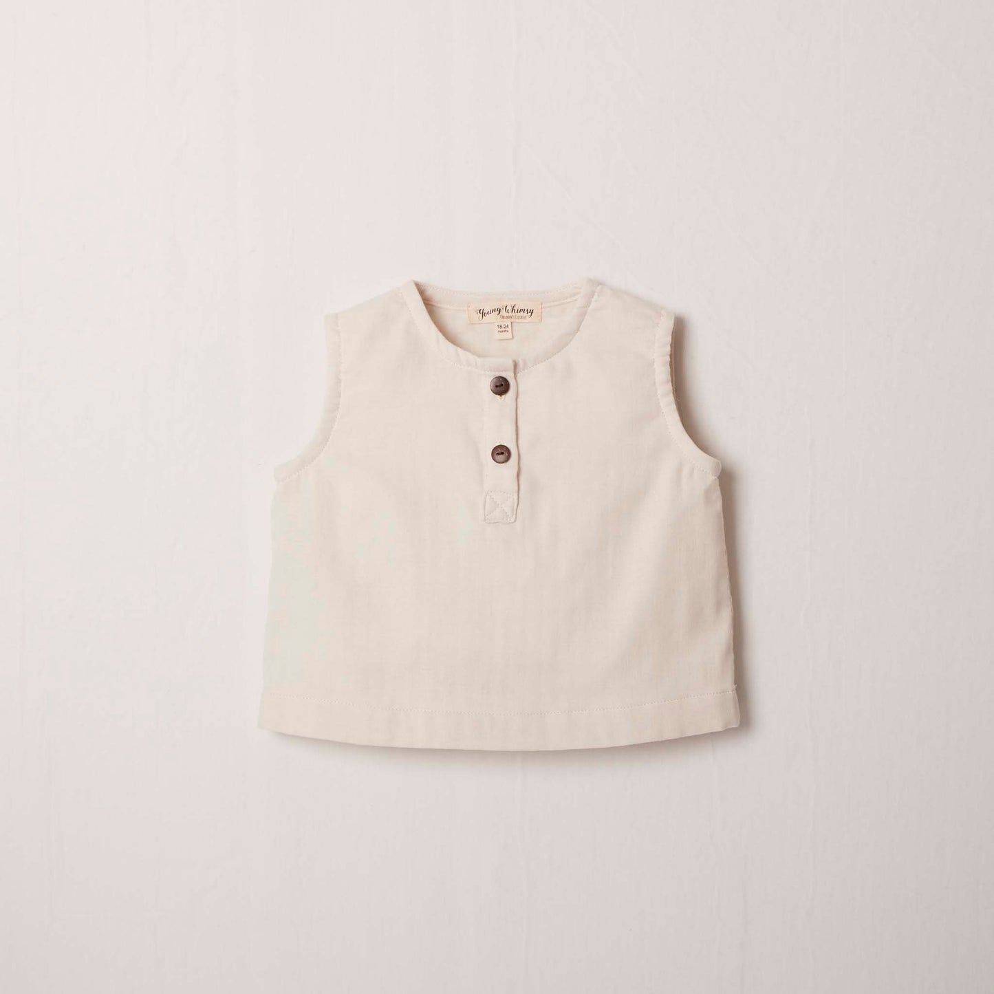 Sleeveless Henley in Cream